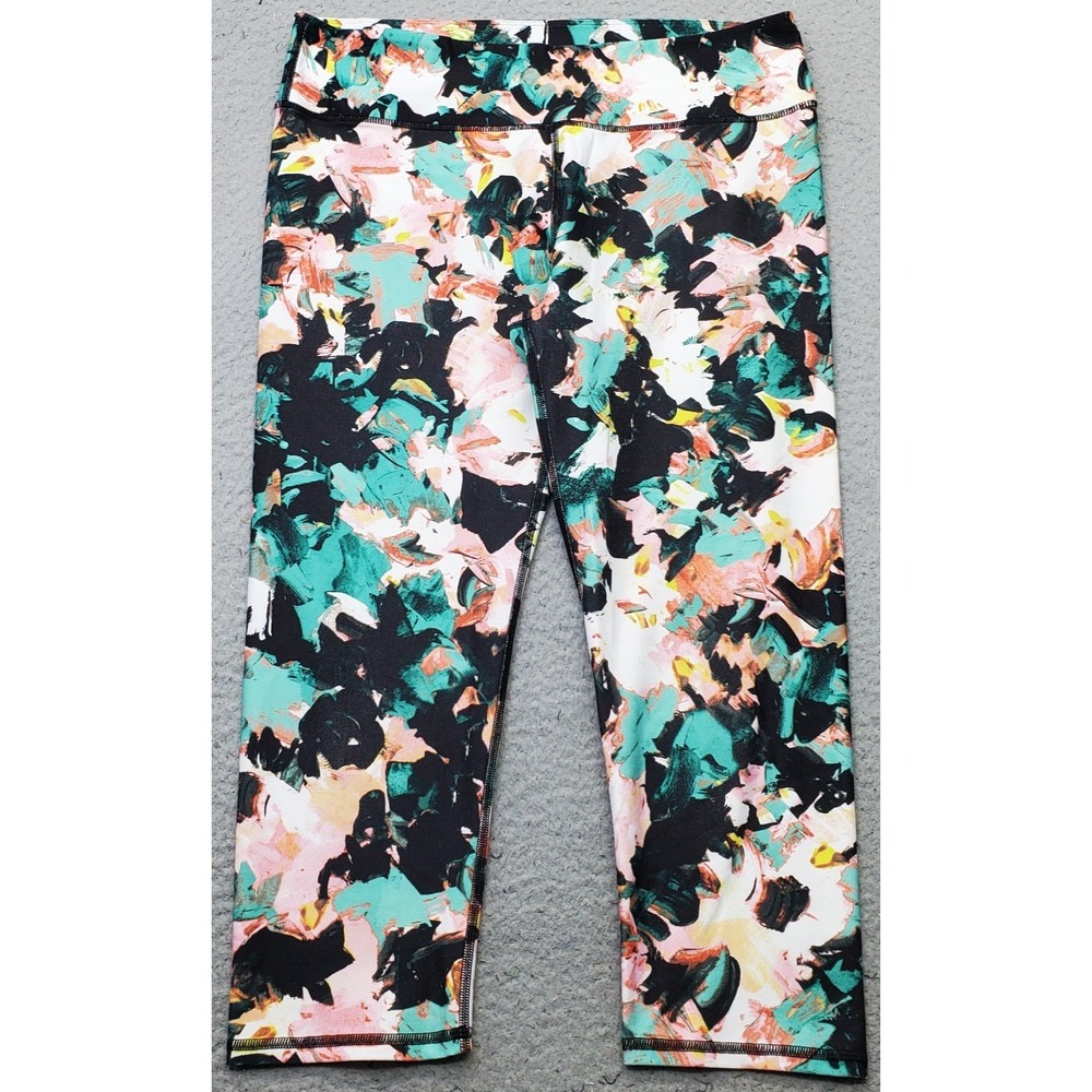Fabletics Capri Leggings Womens 10 Multi Floral High Waist Athletic Workout